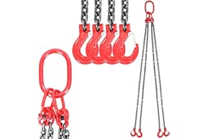 NICCOO 4 Leg Heavy Duty 5T Chain Sling with 8MM x 1.5M G80 Alloy Steel Chain + Grab Hooks