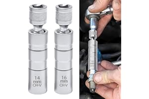 Carreuty 2 klucze do świec zapłonowych 14 mm + 16 mm, uniwersalny magnetyczny klucz do świecy zapłonowej, elastyczne narzędzie do usuwania świec zapłonowych 3/8 cala do naprawy samochodu