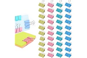 Kisstta Foldback kolorowe spinacze do papieru, 40 szt., metalowe spinacze do bindowania, 19 mm, uniwersalne klipsy