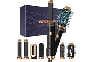 ATOPSKINS Airstyler Föhnbürste 6 In 1 Warmluftbürste Set, Haarstyler Negativ Ionen Hairstyler mit föhn, Rundbürstenföhn, föhnbürste, Glättbürste, Air Styler Thermal Brush Haartrockner Set, Weihnachtsgeschenke