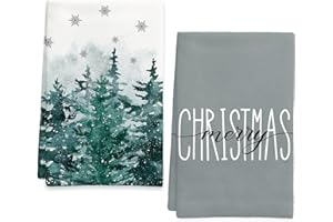 Ohok 2 Stück Weihnachten Handtücher 45x65 cm, Mode Dekoration Küchentücher Grinch Weihnachtsmann Geschirrtücher Weiche Mikrofasertücher für Badezimmer Küche Trockentuch Weihnachten Deko (Set S)