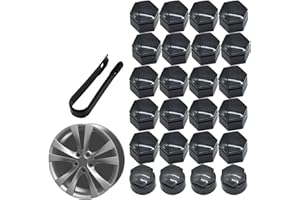 HEIBTENY 24PC Radmutterkappen 22MM,Räder Reifen Muttern Abdeckungen, schwarze Radmutternkappen mit 4 grauen Verschlusskappen und Werkzeugset