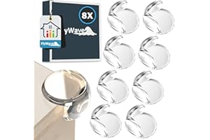 FlyWave Narożniki dla niemowląt, 8 sztuk, samoprzylepne, nietoksyczne, bezzapachowe, przezroczyste do wszystkich mebli – chroni dzieci przed uszkodzeniami