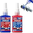 WAN2TLK 2Pack 50ml Locktight Threadlock Blue and Red, Thread Lock Medium and High Strength Lock Tight for Nuts, Bolts, Fasteners and Metals, Prevent Loosening and Corrosion