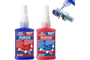 WAN2TLK 2 x 50 ml di fissaggio a vite a media resistenza e ad alta resistenza Locktight per riempire fessure e serrare viti e dadi (ThreadLocker Blue and Red)