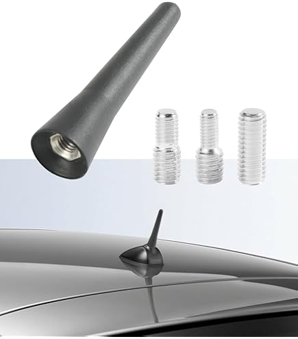 JJ-Shop24 Tige D'antenne De Toit De Voiture Courte 3,5 Cm, Design Carbone, Adaptateur Universel Pour Radio DAB