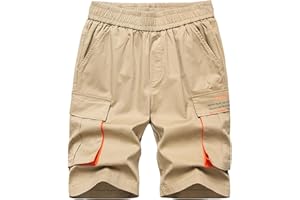 YoungSoul Pantalones Cortos Niño Bermudas Cargo con Bolsillo en Contraste
