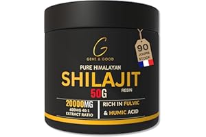 Gene & Good® Shilajit Pure 50g - Résine De Shilajit Himalaya Purifiée - Himalaya Bio - Approvisionnement pour 3 Mois - Riche en Acide Fulvique (88%), Acide Humique
