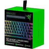 Razer PBT Tuş Kapağı Y&uuml;kseltme Seti Sarmal Kablolu - Arka Işık Uyumlu (Parlamaya Dayanıklı Malzeme, Ultra İnce Yazı Tipi ile 