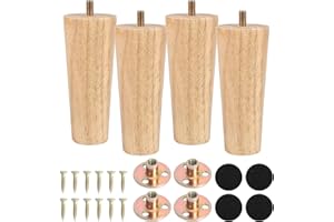 KOSHIFU 4PCS Pieds de Meuble Bois de Rechange 12cm, Pieds de Canapé en Bois pour Canapé Lit Tiroir Fauteuil Table de Nuit Armoire