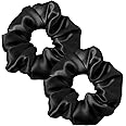 LilySilk Vsco Girl Scrunchie 100% Silk Hair Elastics Hair Elastics Hair Scrunchie Hair Elastics Pure Silk Big Scrunchie Hair Scrunchie Black