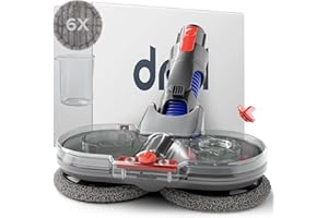 Dripl Testa di Mocio Elettrico per Dyson V7/V8/V10/V11/V15/Gen5 Aspirapolvere con serbatoio d'acqua removibile, 6 spazzole lavapavimenti e contenitore di riempimento (V12)