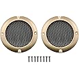 DGZZI 2inch Speaker Cover 2PCS Golden Metal Mesh Grille Woofer Decorative Circle Protections with Screws, Tweeter Speaker Grill Guard Protector, Car Speaker Covers, 2inch