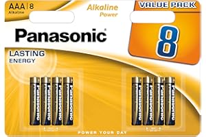 Panasonic, Alkaline Power, AAA batterie alcaline, confezione da 8, Micro, LR03, 1.5V, 7 anni in magazzino, per telecomandi, bilance, orologi, energia affidabile e duratura