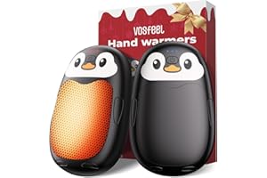 VOSFEEL Chaufferette Main Pingouin, 2-en-1 Chauffe-Mains Portable pour l'extérieur Déplacements Bureau, 3 Réglages de Température 40-55°C, Batterie 6000mAh Jusqu'à 23h d'Autonomie, Charge Rapide USB-C