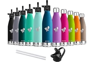 AORIN Bouteille d'eau en Acier Inoxydable isolé à Double Mur - 350ml/500ml/750ml - Gourde Isotherme Étanche sans BPA, Gourde Inox Bouche Standard, Gourde Enfant pour Sport, Gym, Voyage