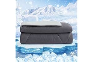 ‎HOMFINE HOMFINE Kühldecke Doppelseitig Kühlende Decke - Leichte Kühldecke für Menschen Q-Max > 0,4 Sommerdecke Kühlend Selbstkühlende Decke Sommer Decke Cooling Blanket für Bett, Grau 150x230cm
