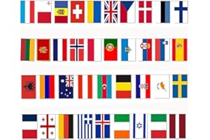 SOPSTUO Eurovision Party Decorations 2025, Eurovision Bunting, 38 Nations Eurovision Flags 2025, Eurovision 2025, Eurovision Song Contest 2025 Decorations for Bar Club Garden Street