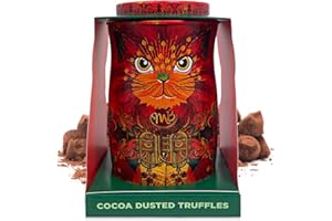 ‎MONTY BOJANGLES Monty Bojangles Fire Dancer Schokoladentrüffel (135g) mit Kakao bestäubt in individueller Sammlerdose mit Katzen-Design, Geschmack Orange Angelical