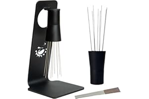 MiiCoffee WDT Strumento per la distribuzione dell'espresso, Agitatore magnetico per caffè 0,4 mm 9 perni installati + 9 Aghi extra per lo strumento per agitare il caffè espresso (Nero)