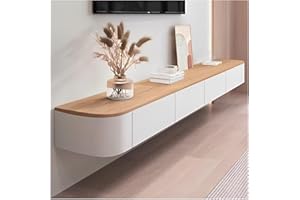 OMGMTSTORE Mobile TV Sospeso,Mobile TV A Parete Con Porta E Cassetto,Mensole Sospese,Centro Console Multimediale Per L'intrattenimento,Grande Mobile Porta TV Per Soggiorno E Ufficio(C,140x24x20cm)