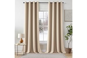 EMEMA Cortinas Blackout Moderno 2 Pieza 140x245 CM Beige Dormitorio Cortinas Habitación Anti-Resplandor con Ojales Resistente Suave Dormitorio Blackout Cortinas Térmicas Blackout Cortina