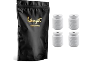 heimzeit Pomelli Armadio per Porte, Cassetti e Comodini in Alluminio di Alta Qualità [4 Pezzi, Rigato] Colore: Bianco, Design Elegante, Pomelli per Mobili con impugnatura a un foro e viti