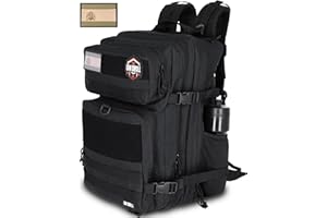 On Drill -Mochila Tactica Militar 45L estilo Crossfit color Negra con Parche bandera de España- Mochila para Crossfit- Mochila Gym grande