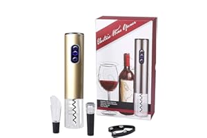 Apribottiglie Elettrico, Bi-Komfort Cavatappi Elettrico, Apribottiglie Regalo Set Contiene Cavatappi Automatico, Taglia-capsule, Vino Versatore e Tappo Vino di Vuoto