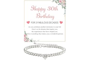 FEHKI 16th 18th 21st 30th 40th 50th 60th Birthday Gifts for Women,925 Sterling Silver Bead Bracelet for Women,Birthday Gifts with Card for Her Mum Daughter Sister Grandma Friend