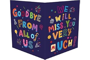 Stor Goodbye from All of Us Hälsningskort & Kuvert (Lila) | 40x27cm Stor Tjock Papper Farewell We Will Miss You Kort för Vänn