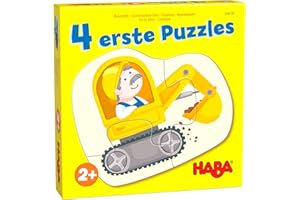 HABA 4 erste Puzzles – Baustelle – Set mit 4 Puzzles ab 2 Jahren, mit Bagger, Laster & Kran-Motiven - 1306181001