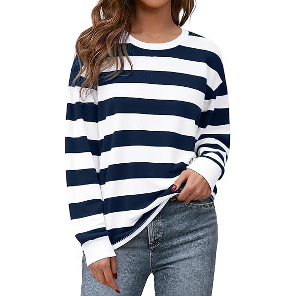 Chicrise Sweatshirt voor dames, oversized, contrasterende kleuren, gestreept, ronde hals, herfst, winter, casual top, L