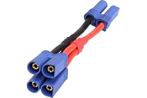 MEIRIYFA EC5 2 mâle vers 1 femelle connecteur parallèle 12AWG faisceau Y pour batterie RC LiPO – 13,5 cm
