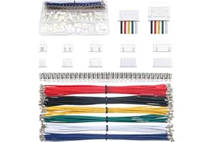 Lyeteung 420 Stück 2.54mm JST Stecker Kit, JST-XH 2/3/4/5/6 Pin Gehäuse Adapter Kabel Stecker Buchse Stecker und Buchse, mit 22 AWG Vorgekräuseltem Kabeldraht und Pin-Crimpklemme (Doppelt)