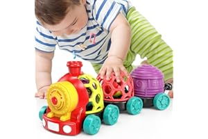 MOONTOY Coche de Juguete para Bebé de 6 a 9 Meses, Juguete para Niños Sonajero para de 6 a 12 Meses, Tren de Juguete para Bebé con Sonajero y Musical, Regalo Interactivo para Niña de 1 a 2 Años Niño