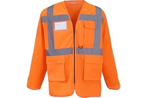 123t Yoko YK014 Hi-vis executive long sleeve waistcoat (HVJ800) Blank Plain