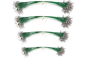 JESUSTREE Cable del Líder de Pesca de Acero Líderes de Traza de Alambre de Pesca con Giratorios y Broches de Presión Múltiples Tamaños de Diferentes Líneas de Alambre Anti-Mordedura 15cm 20cm 25cm 30cm