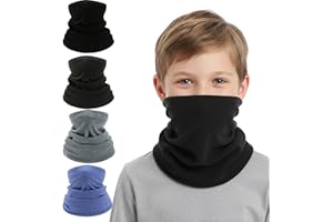 JazRvr 4 Stück Schlauchschal Kinder, Halstuch Kinder Winter, Loop Schal Warmer für Outdoor-Aktivitäten wie Skifahren und Radfahren, Weiches Material, Schwarz, Hellgrau, Dunkelgrau, Blau