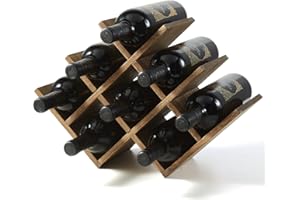 ‎KIRIGEN KIRIGEN hölzernes 8-Flaschen-Weinregal, 3-stufiges Holz-Wein-Displayregal, Stand- und Theken-Weinaufbewahrungsregal, Flaschenhalter & Glasregal für Schrank.gelb-braun