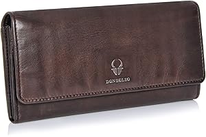 DONBOLSO Portafoglio Donna Firenze | Grande Porta Carte di Credito da Donna in Vera Pelle Nappa | Marsupio Donna Pelle XXL con 15 Scomparti per Carte e Protezione RFID | Marrone