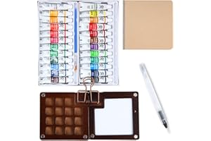 ‎LGOWITHU LgowithU Mini Aquarell Travel Set, 24 Farben x 6ml Tuben Wasserfarben Palette, Skizzenbuch Palette Set, Tragbares Mini-Aquarell-Paletten für Künstler, Hobbymaler, Anfänger und Studenten(15 Gitter)