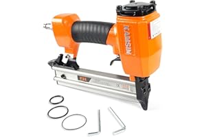 Kamsin F32 18 Gauge Pneumatic Brad Nailer 10-32mm Brad Nails, Air Power Brad Nail Gun, Finish Nailer for Woodworking Projects, Carpentry, Upholstering