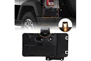 JeCar Fit for JK License Plate Holder Frame with Light Rear License Plate Mounting Bracket Compatible with 2007-2017 Jeep Wrangler JK JKU Sahara Rubicon X Sport & Unlimited