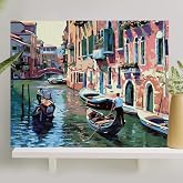 Palmiye Hobi Sanat Sayılarla Boyama Tuval Seti Fır&ccedil;a Boya Dahil (&Ccedil;ıtalı) 40x50 CM - Venedik