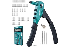 Libraton Pistolet do nitowania, pistolet do nitowania, narzędzie do nitowania o dużej wytrzymałości, profesjonalna nitownica ręczna, narzędzie do nitowania ze 120 nitami zrywalnymi, 4 wiertła HSS, 4