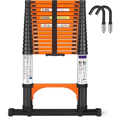 NAIZY Telescopische ladder, 1,4 m 1,7 m ladder, uittrekbaar, aluminium vouwladder, antislip A-frame, uittrekbare ladder, 5 6 sporten, multifunctionele ladder, aluminium ladder, tot 150 kg