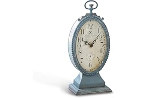 Loberon Orologio Michelet, Stagno, Vetro, MDF, L/A/P ca. 12/26/7.5 cm, Blu Antico