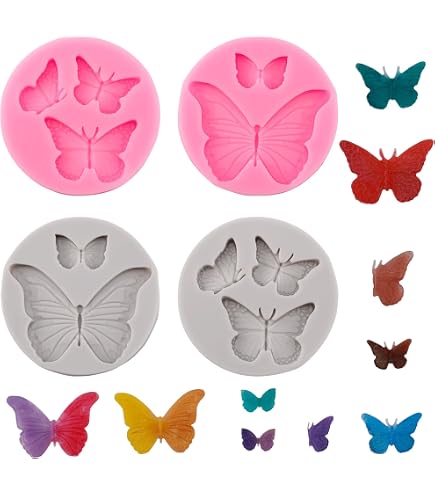 Lot De 4 Moules à Gâteau En Silicone Forme Papillon - Moules à Pâtisserie Réutilisables Pour Cupcakes, Chocolats Et Décorations Créatives