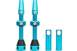 Thinvik Válvula Presta Tubeless 48mm - Kit de válvulas ultraligeras para neumáticos Tubeless - 2 válvulas Presta Tubeless con tapón de aleación de Aluminio y Herramienta extraenúcleos (Azul Cielo)
